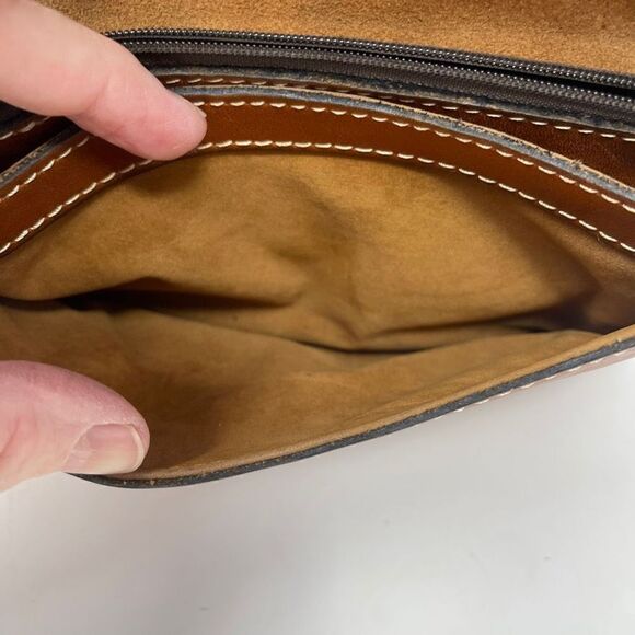 Patricia Nash Leather Brown Buckle Strap Snap Button Sling Bag OS - Picture 6 of 8